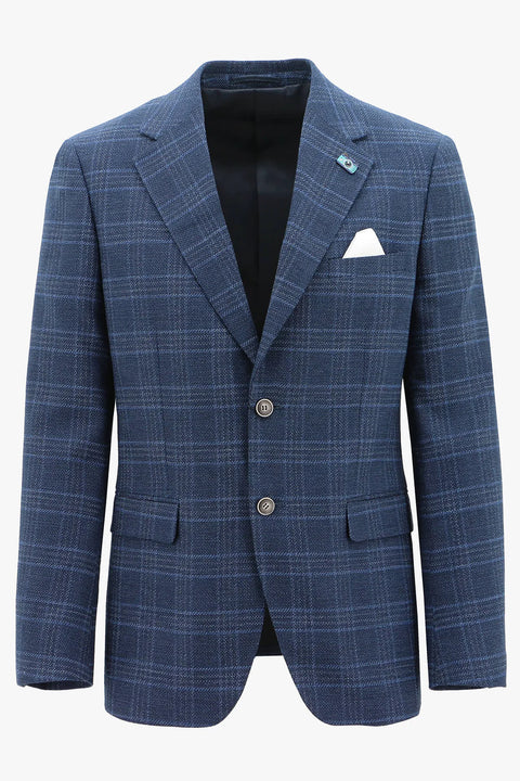 Christian Brookes - Turin Check Sportscoat - Blue featuring a refined check pattern and classic tailored design.