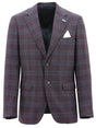 Christian Brookes - Turin Check Sportscoat - Burgundy displayed front view with refined check pattern and tailored design.