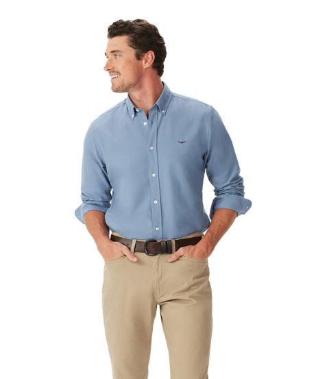 R.M.Williams - Clapton Oxford Shirt - Big & Tall Sizes - Sky