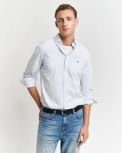 GANT - Classic Poplin Shirt - Stripe - Light Blue