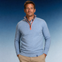 Colour & Sons - Cotton Zip Neck Sweater - Sky Blue