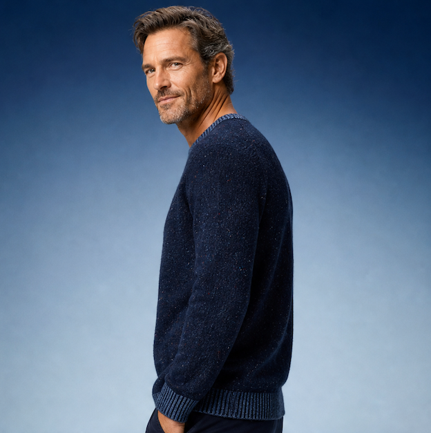 Colours & Sons - Crew Neck Merino Jumper - Midnight Blue