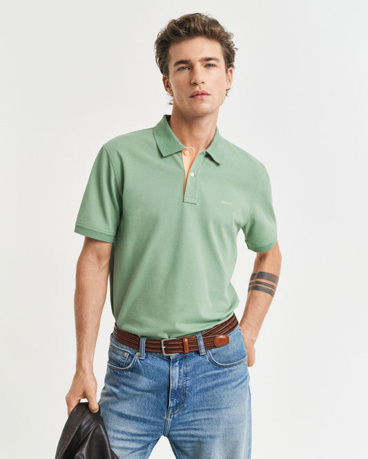 GANT - Contrast Piqué Polo Shirt - Kalamata Green