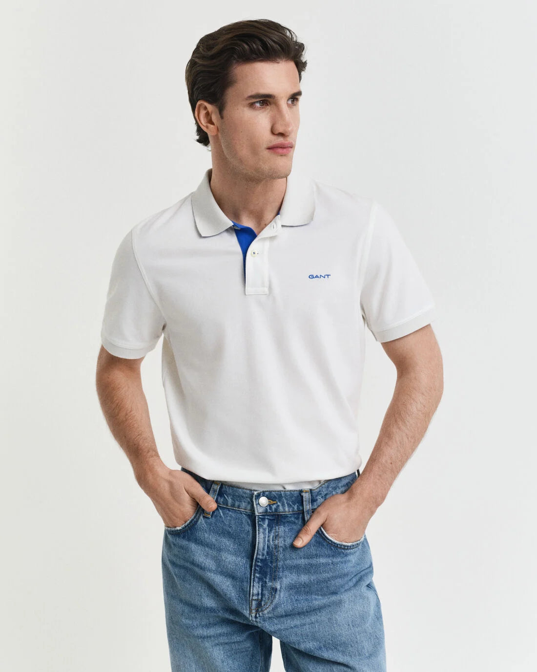 Gant Contrast Pique Polo Shirt, White