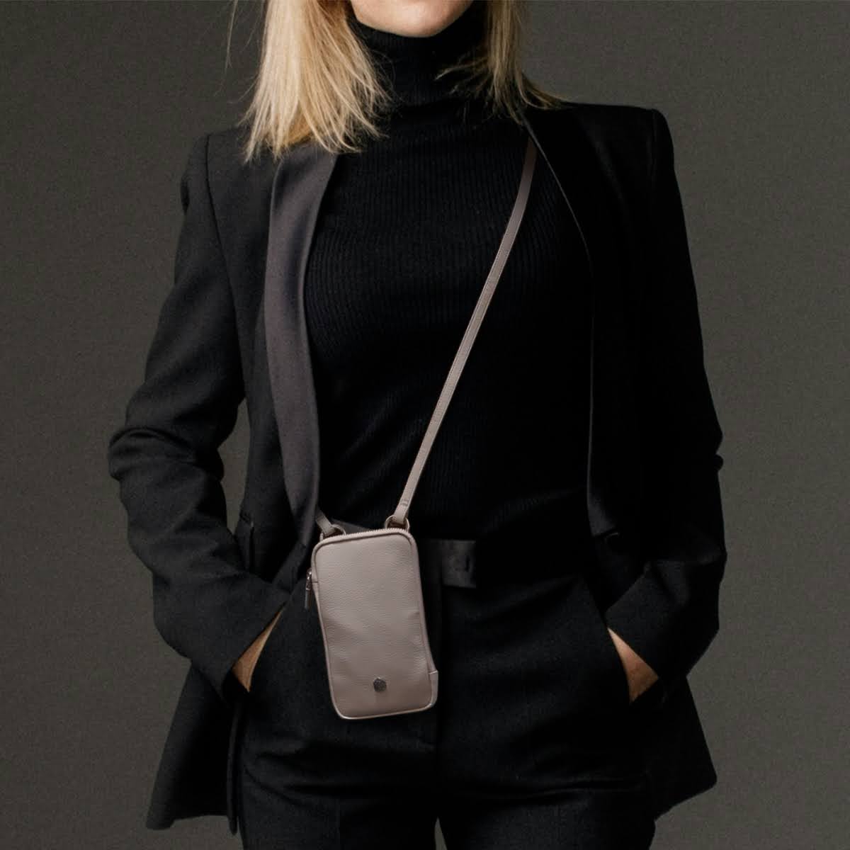 Jekyll and Hide - Mobile Phone Pouch With Strap - Black | Tan | Multiple Colours showcased in elegant fashion.