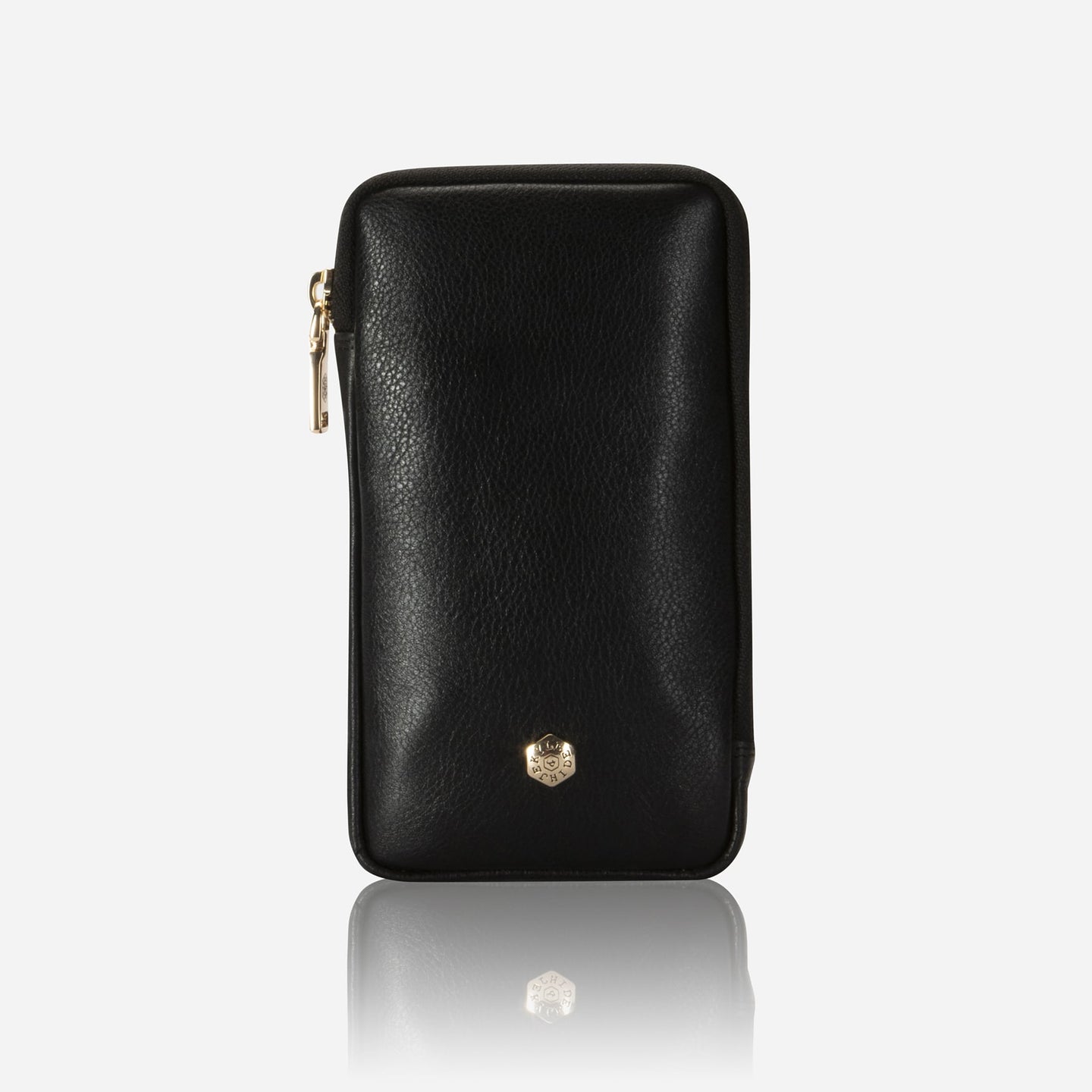 Jekyll and Hide - Mobile Phone Pouch With Strap - Black | Tan | Multiple Colours, sleek black leather pouch.