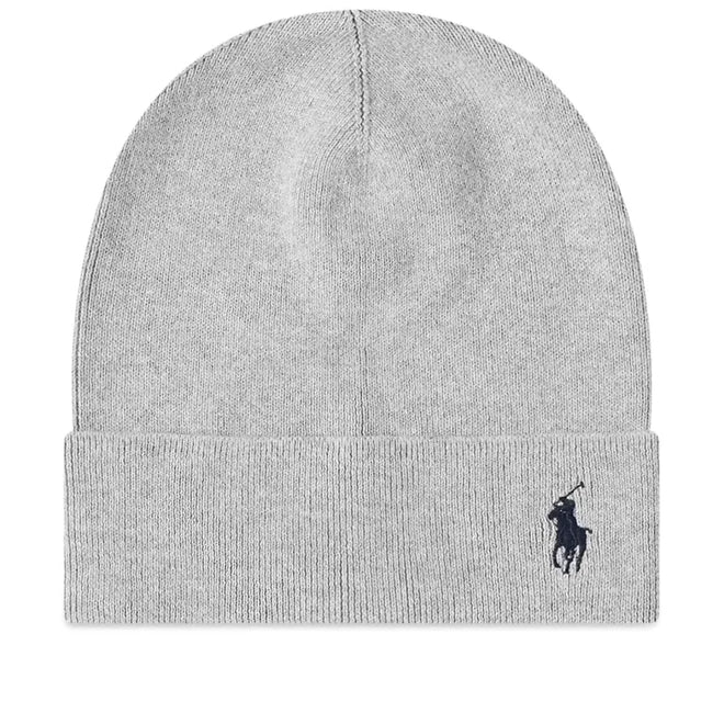Ralph Lauren Pony Player Cotton Beanie - Andover Heather Grey