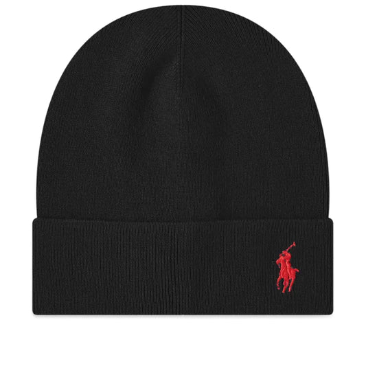 Ralph Lauren Pony Player Cotton Beanie - Black