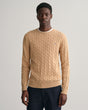 GANT - Cotton Cable Knit Crew Neck Jumper - Khaki