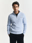 GANT - Cotton Cable Knit Half Zip Jumper - Ice Blue Melange