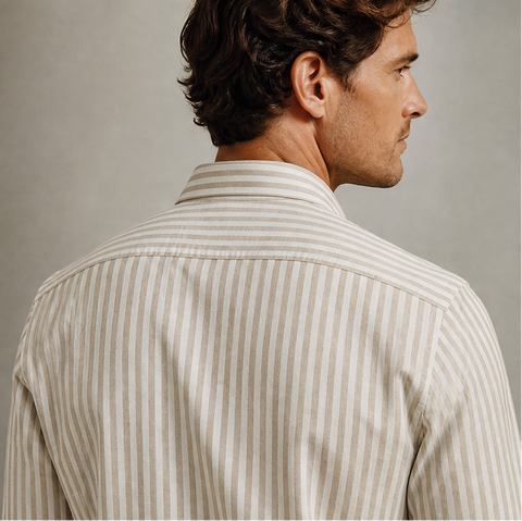 Daniel Hechter - Sel Cotton Shirt - Stripe - Beige & White