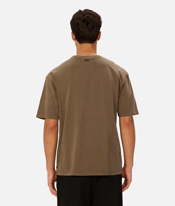 Industrie - The Del Sur Tee - Bark - MULTIBUY, back view of oversized 90's style crew neck tee in durable cotton.