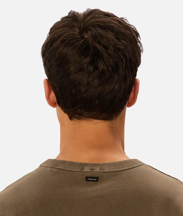 Industrie - The Del Sur Tee - Bark - MULTIBUY showcased from the back, highlighting the crew neck design.