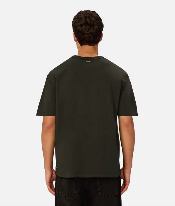 Industrie - The Del Sur Tee - Celtic - MULTIBUY, back view of oversized crew neck tee in dark green color.
