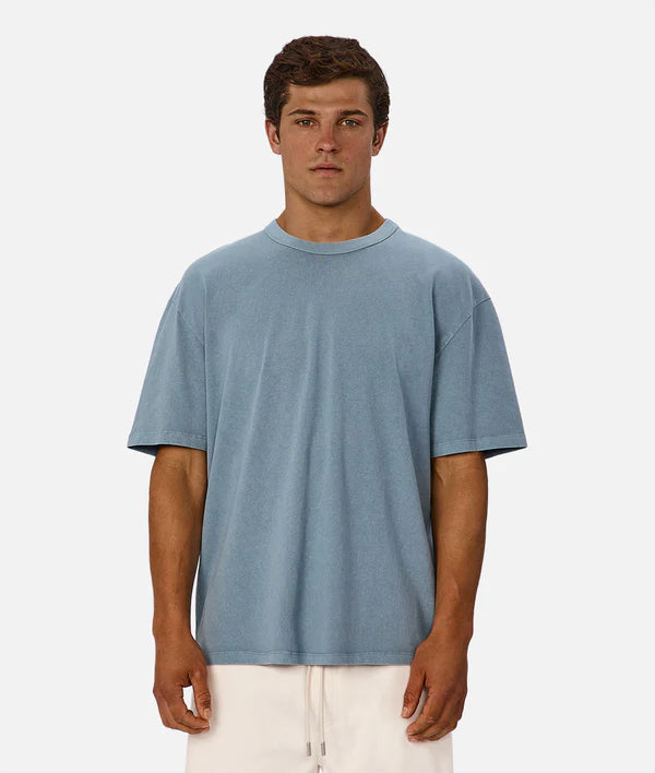 Industrie - The Del Sur Tee - Dark Agean - MULTIBUY worn by a model showcasing oversized fit.