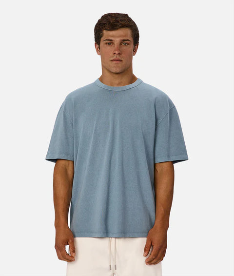 Industrie - The Del Sur Tee - Dark Agean - MULTIBUY worn by a model showcasing oversized fit.