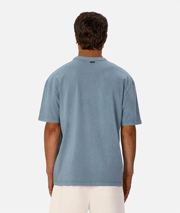 Industrie - The Del Sur Tee - Dark Agean - MULTIBUY, back view of the oversized cotton tee in dark agean color.