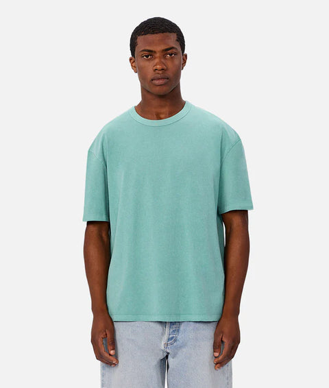 Industrie - The Del Sur Tee - Jade Marle - MULTIBUY worn by a model, showcasing its oversized fit in a light teal color.