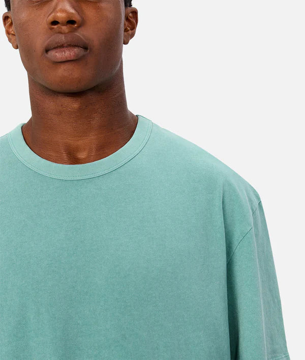 Industrie - The Del Sur Tee - Jade Marle - MULTIBUY worn by a model, showcasing its relaxed, oversized fit.