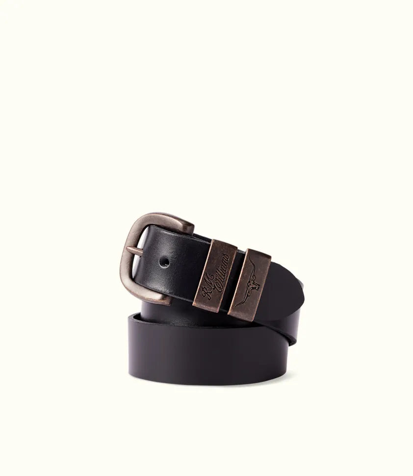 R.M.Williams - Drover Belt - Dark Bronze Hardware - Black