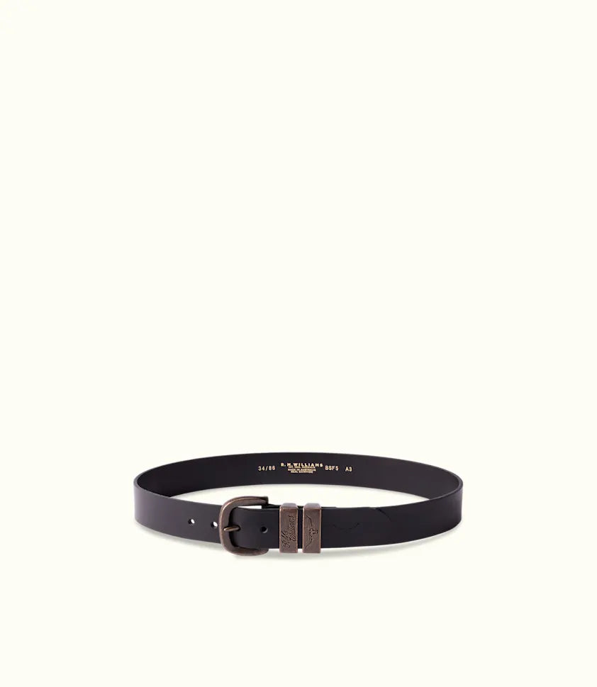 R.M.Williams - Drover Belt - Dark Bronze Hardware - Black