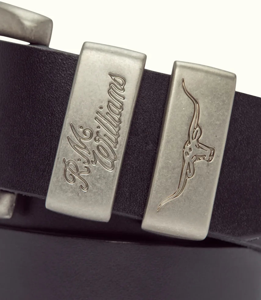 R.M.Williams - Drover Belt - Brushed Nickel Buckle - Black