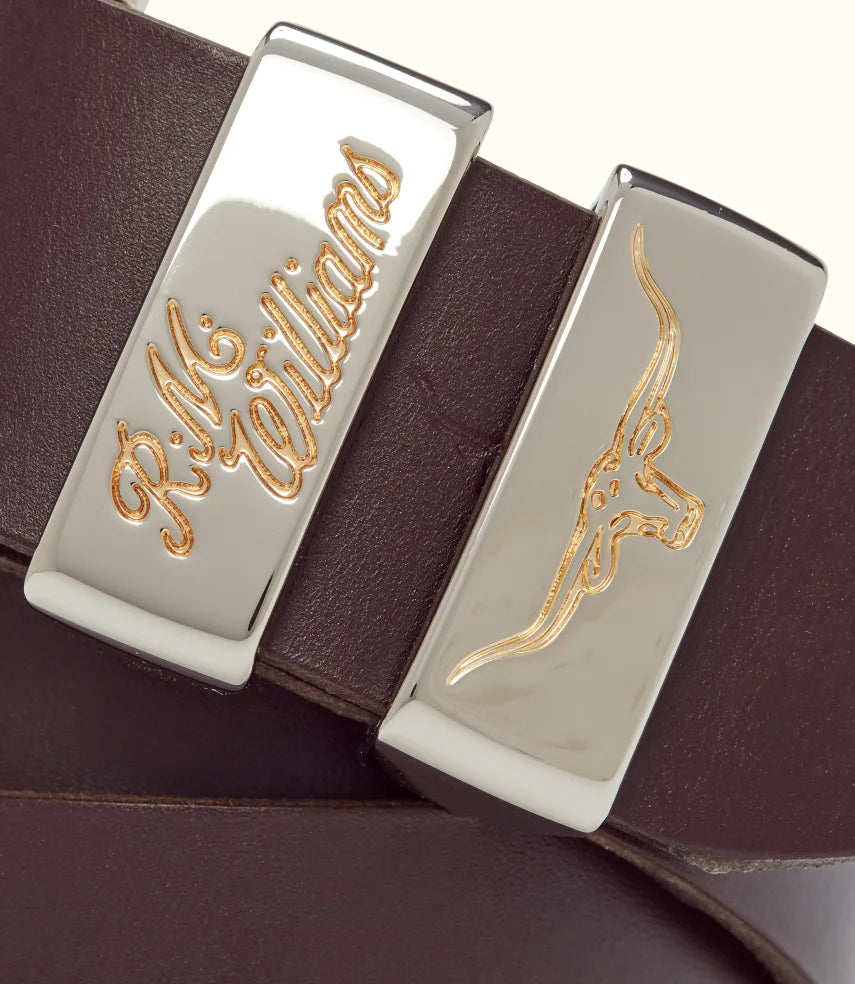 R.M.Williams - Drover Belt - Polished Nickel Buckle - Chestnut