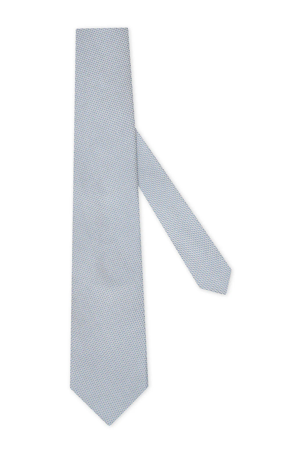 M.J. Bale - Emmett Silk Tie - Sky, showcasing a textured light blue design with silk craftsmanship.