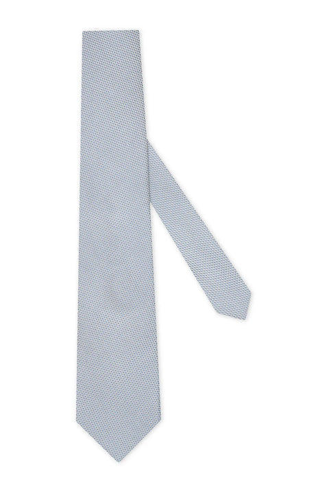 M.J. Bale - Emmett Silk Tie - Sky, showcasing a textured light blue design with silk craftsmanship.