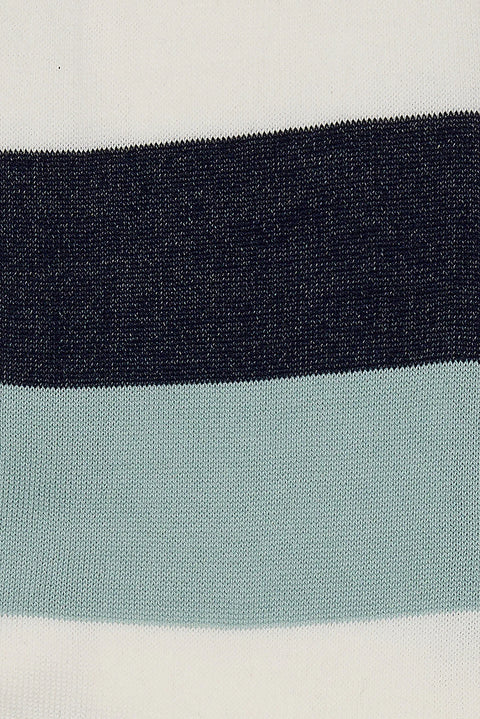 M.J. Bale - Filardi Sock - Stripe - Green Cream Navy - Medium close-up of fabric texture with stripes.