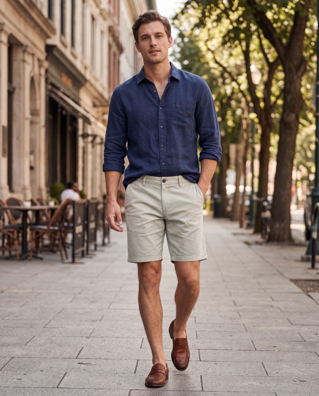 Boston Fine Tailoring - Finley Comfort Stretch Chino Shorts - Bone