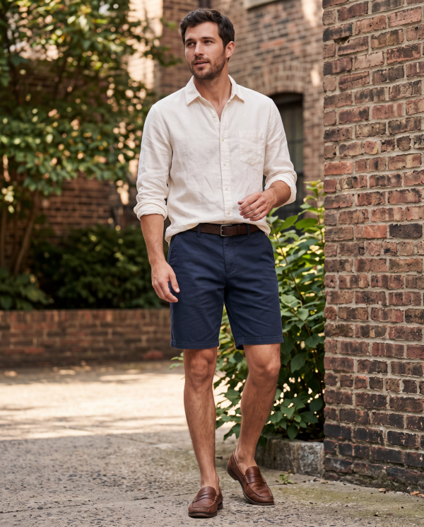Boston Fine Tailoring - Finley Comfort Stretch Chino Shorts - Navy