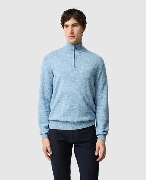 Rodd & Gunn - Fortrose Quarter Zip Jumper - Ocean Blue