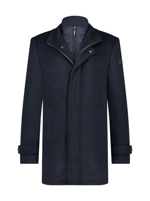 A Fish Named Fred - Funnel Neck Overcoat - Navy