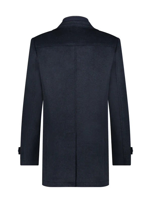 A Fish Named Fred - Funnel Neck Overcoat - Navy