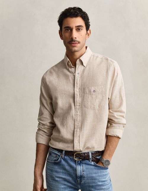 GANT - Regular Fit Cotton Linen Shirt - Oat