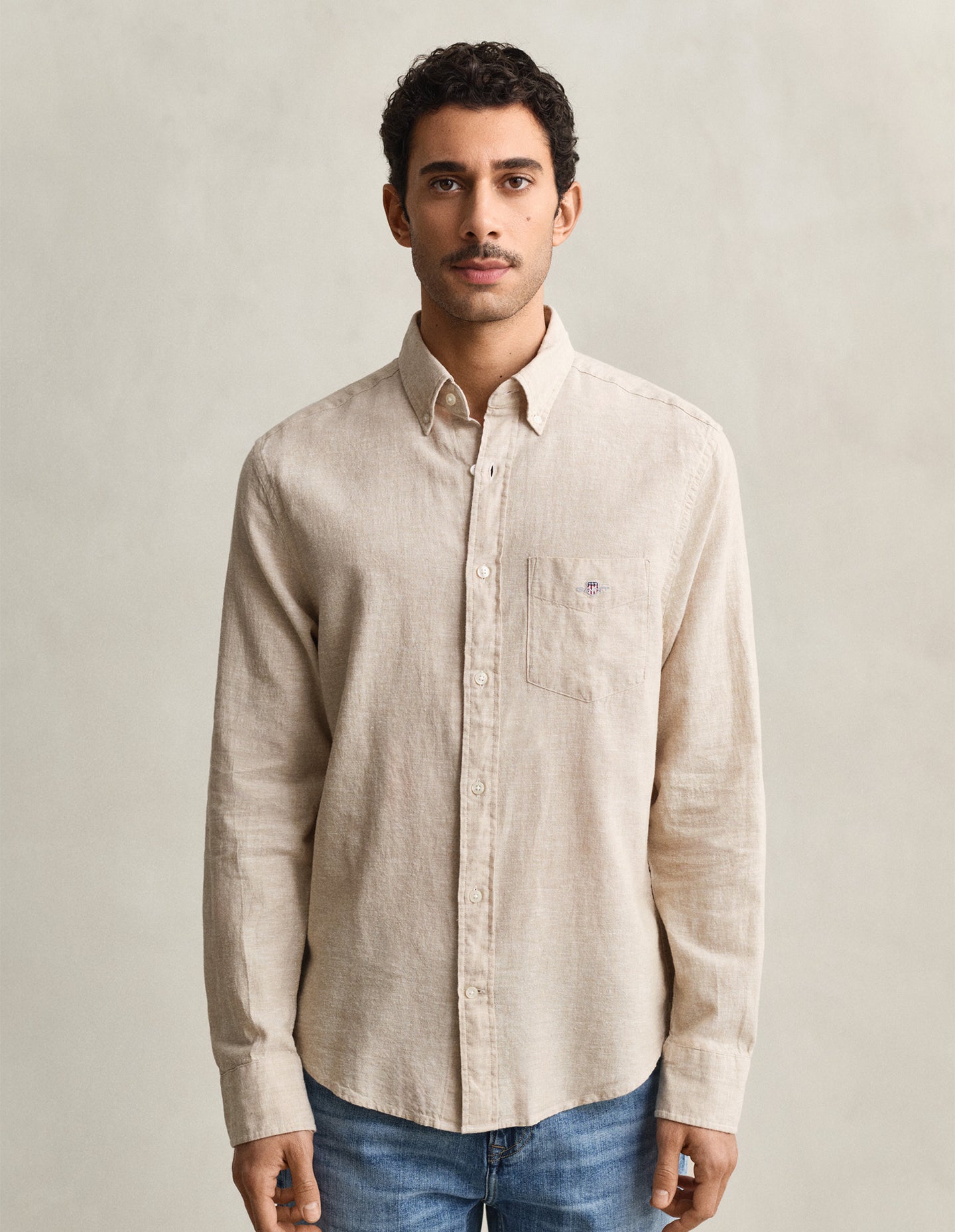 GANT - Regular Fit Cotton Linen Shirt - Oat