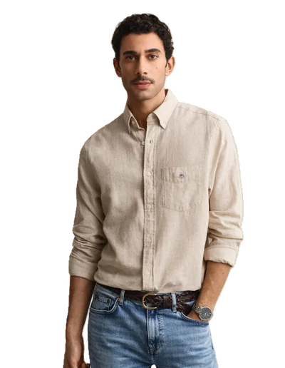 GANT - Regular Fit Cotton Linen Shirt - Oat