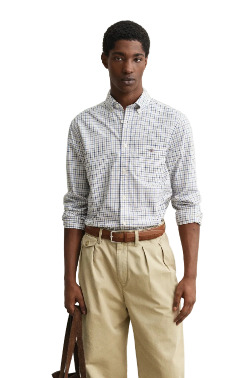 GANT - Reg Classic Checked Poplin Shirt - Taupe