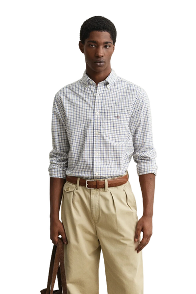 GANT - Reg Classic Checked Poplin Shirt - Taupe