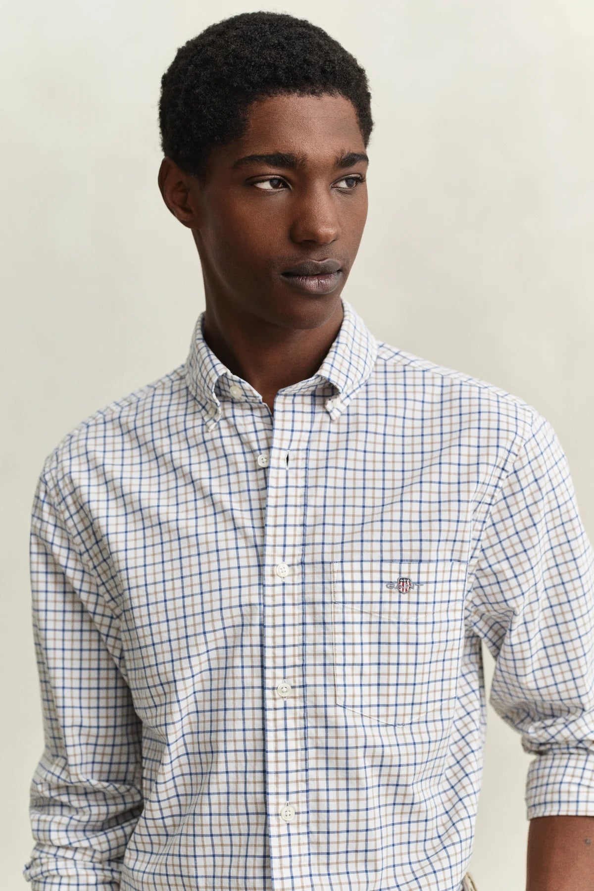 GANT - Reg Classic Checked Poplin Shirt - Taupe