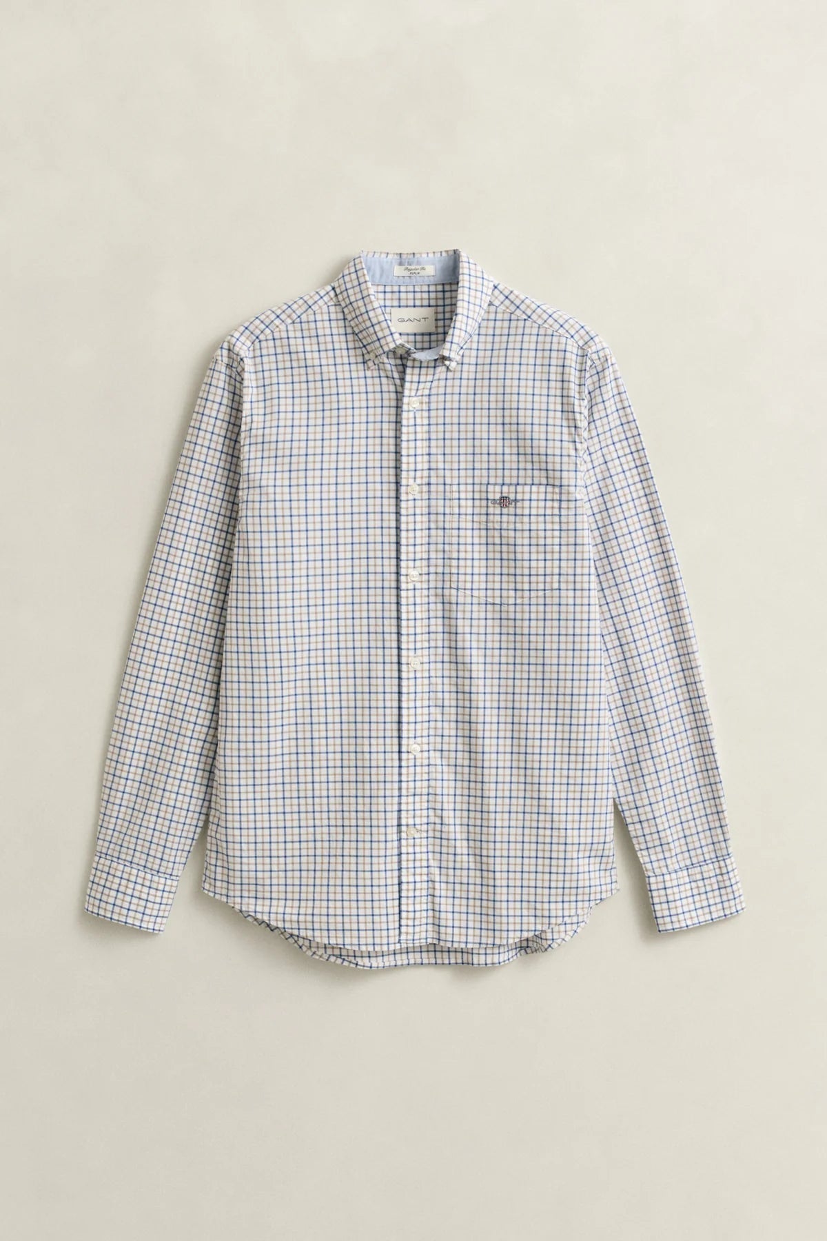 GANT - Reg Classic Checked Poplin Shirt - Taupe