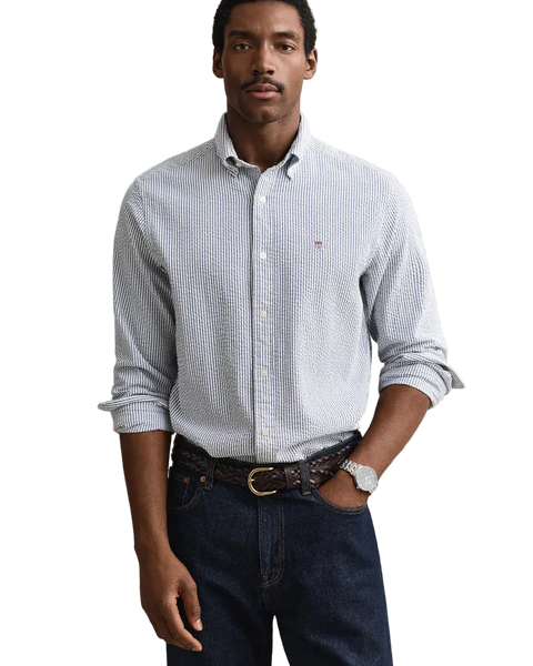 Gant - Seersucker Stripe Shirt - Vintage Blue