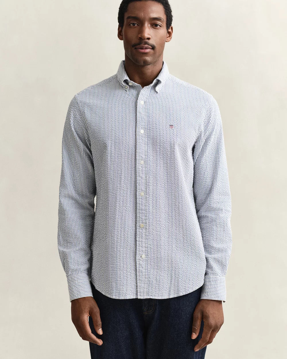 Gant - Seersucker Stripe Shirt - Vintage Blue