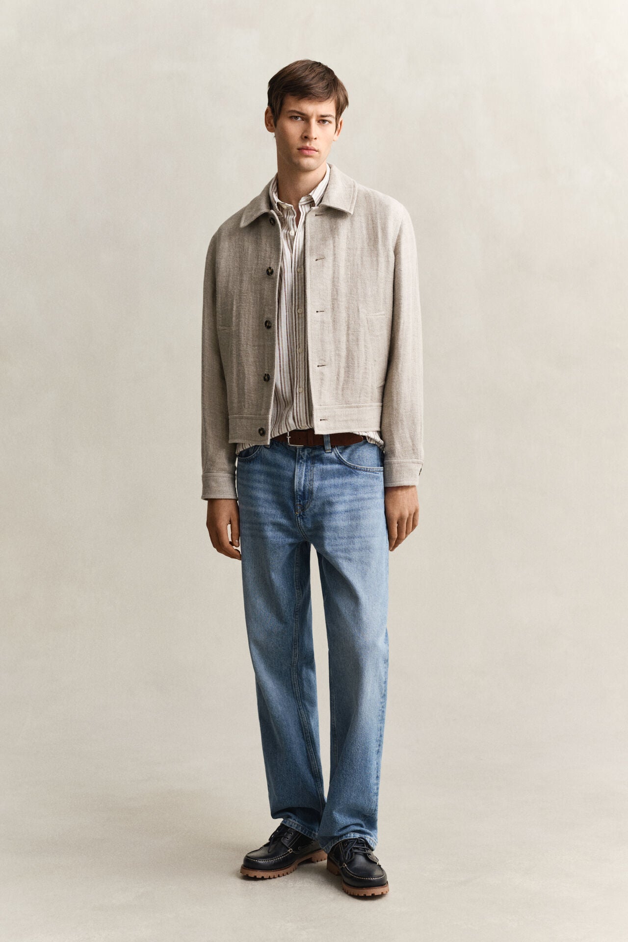 GANT - Striped Linen Blend Shirt - Taupe