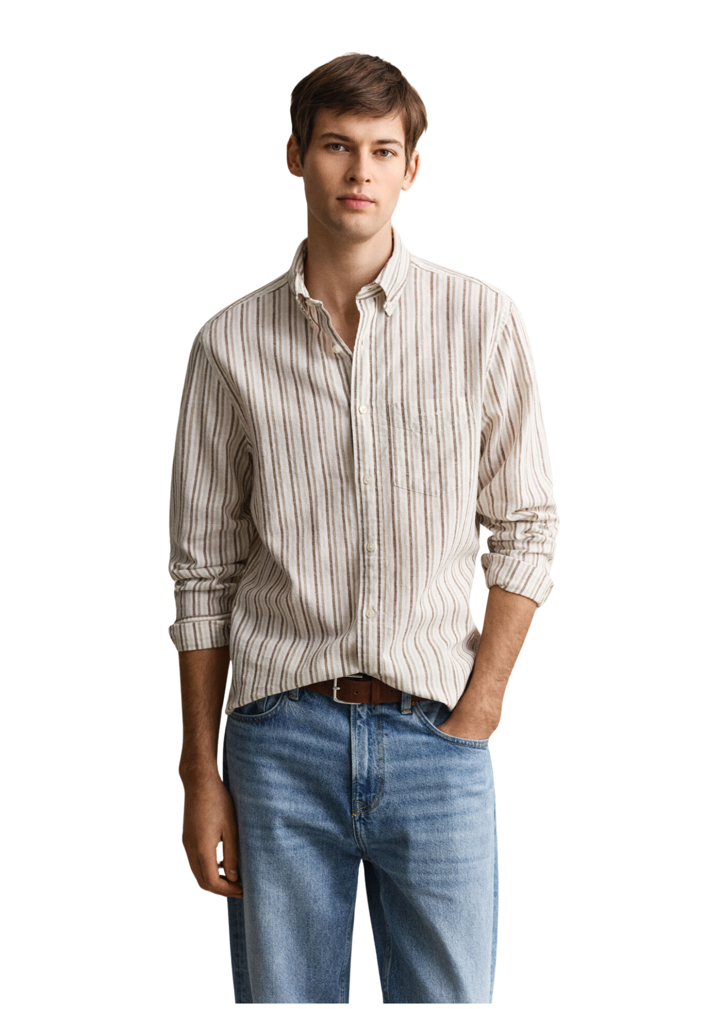 GANT - Striped Linen Blend Shirt - Taupe
