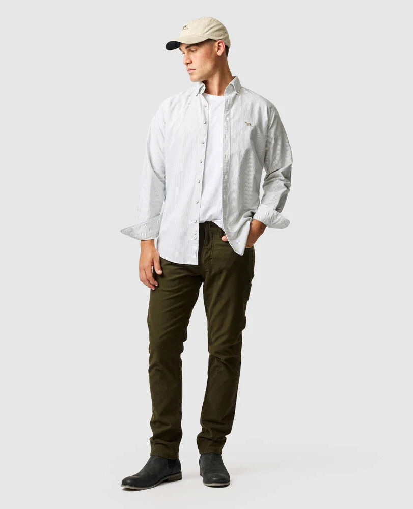 Rodd & Gunn - Gunn Oxford  Sports Fit - Stripe - Eucalyptus - MULTIBUY
