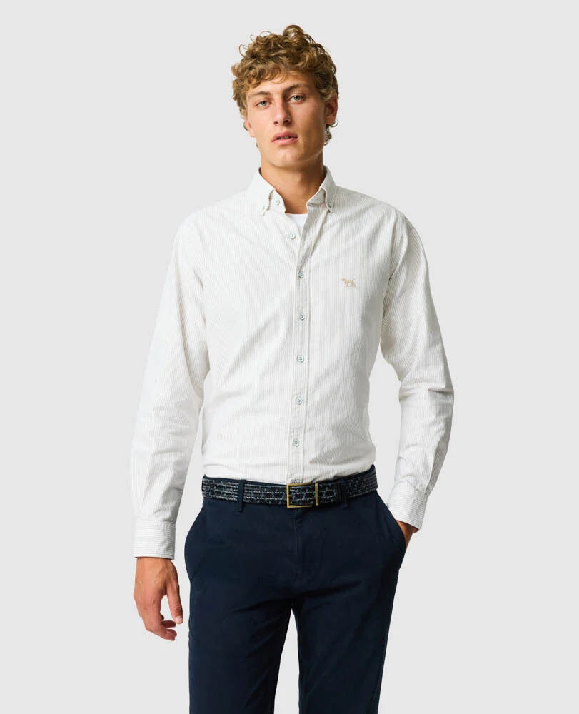 Rodd & Gunn - Gunn Oxford  Sports Fit - Stripe - Natural - MULTIBUY