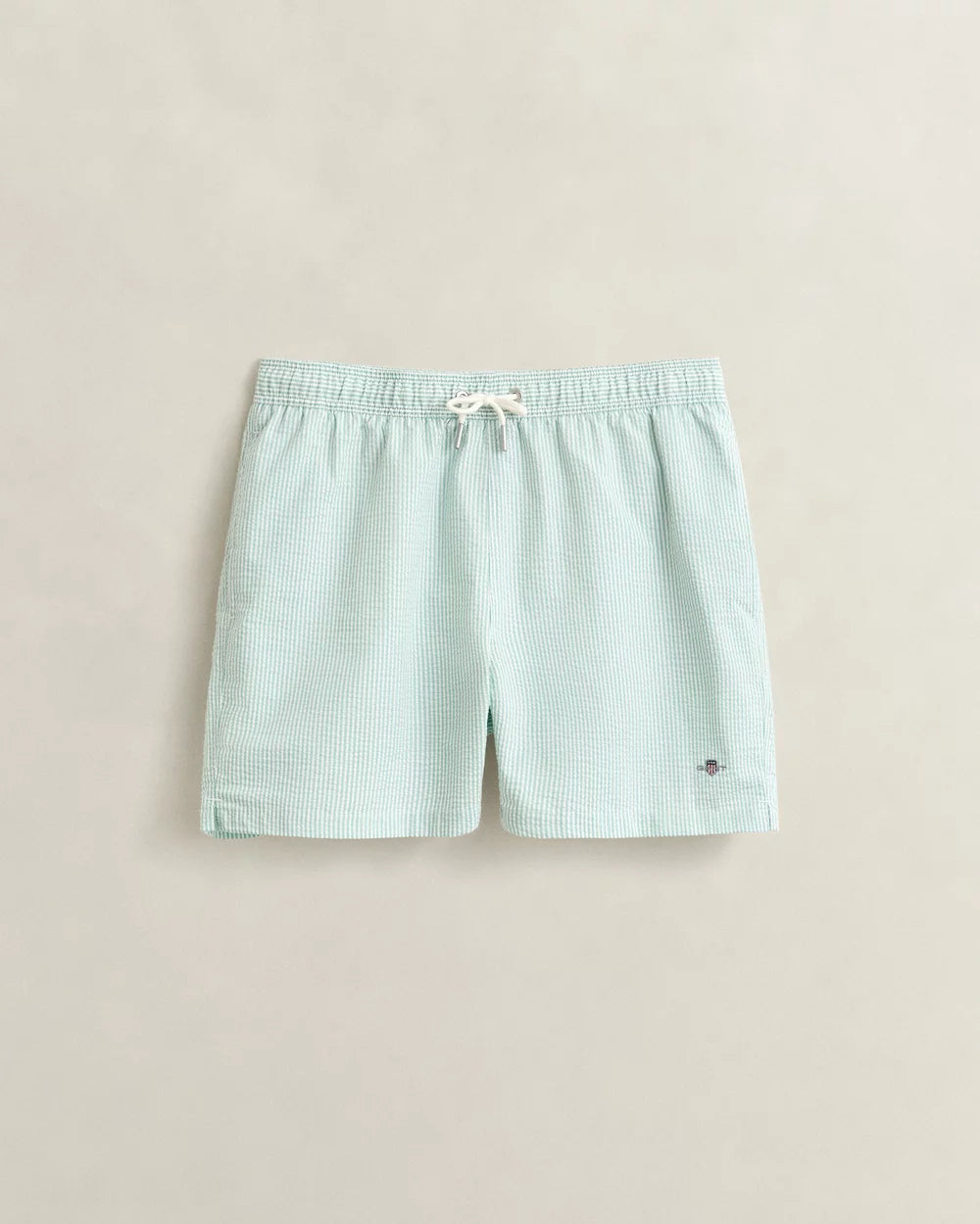 Gant - Striped Seersucker Swim Shorts - Muted Turquoise