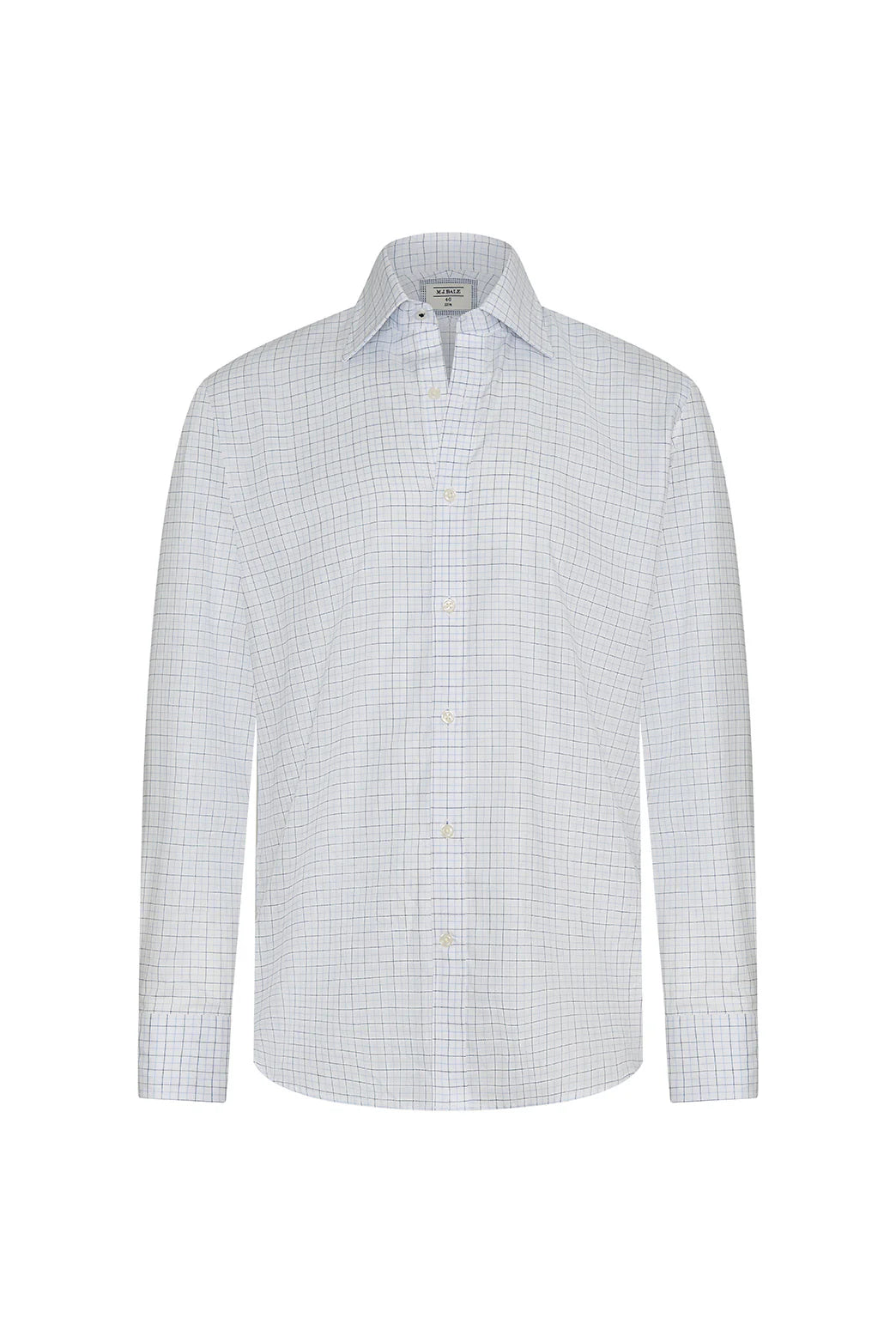 M.J. Bale - Garrett Oxford Shirt - Check - Sky/Navy - MULTIBUY, premium 100% cotton with oxford grid check pattern.